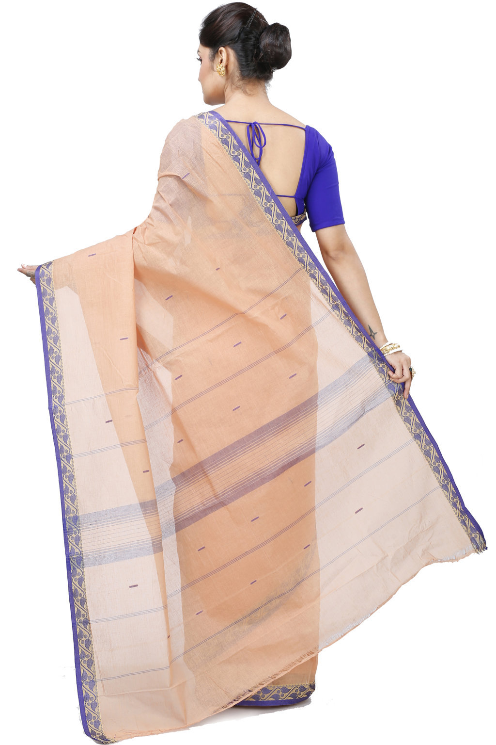 Light White Pure Cotton Gaela Tant Saree (923)